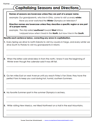 Printable Capitalization Worksheets