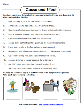 Cause and Effect Worksheets