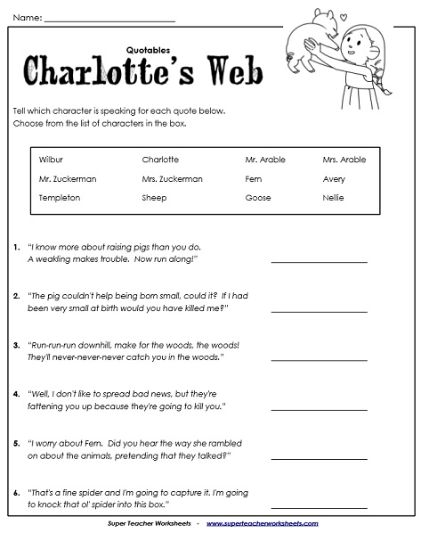 Charlotte's Web Worksheet