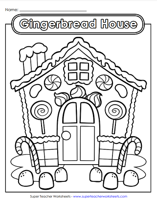 Christmas Coloring Worksheets - Gingerbread House