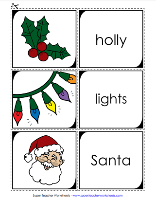 Christmas Worksheets - Matching Game (ELA)