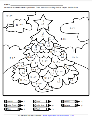 Christmas Subtraction Worksheet