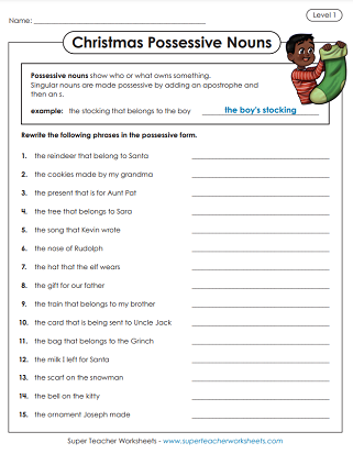 Christmas Reading and Writing Worksheets - Nouns