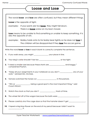 Commonly Confused Words Printables
