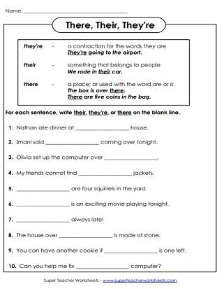 Commonly Confused Words Worksheets