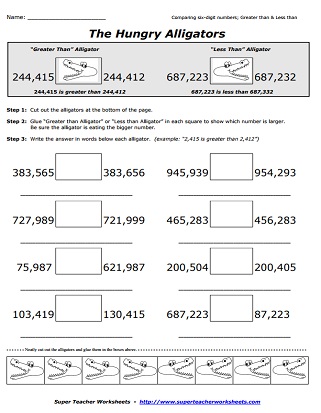 comparing and ordering 6 digit numbers worksheets