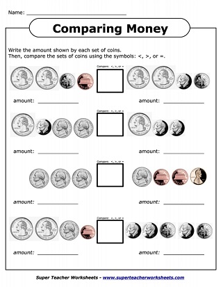 Comparing Money Worksheet (Coins)