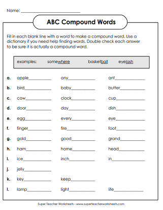 Compound Word Worksheets