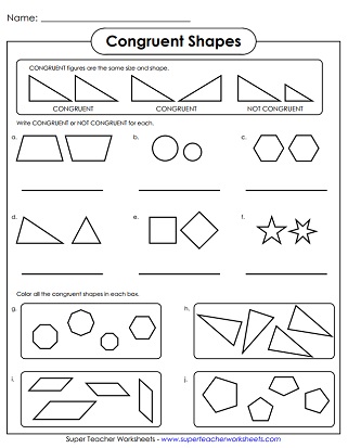 Geometry Worksheets : Congruent and Similar Shapes