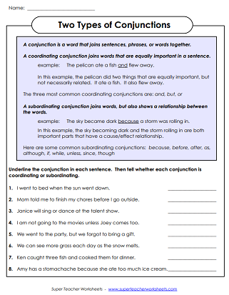 Free FANBOYS Conjunction Worksheet