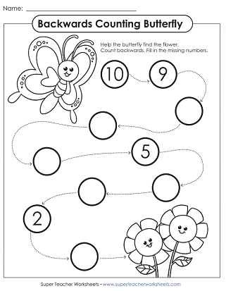 Counting Backwards from 10 Worksheets