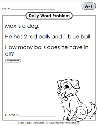 Daily Word Problems - 1st Grade Worksheets