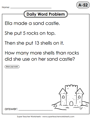 Daily Word Problems - 1st Grade Worksheets