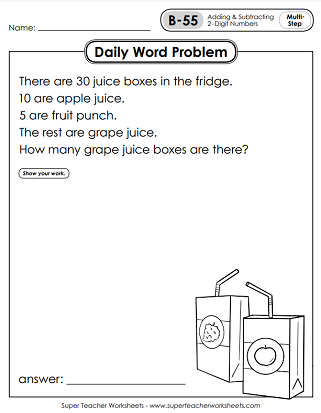 Printable Daily Word Problem Worksheets - Second Grade Printable Daily Word Problem Worksheets - Second Grade