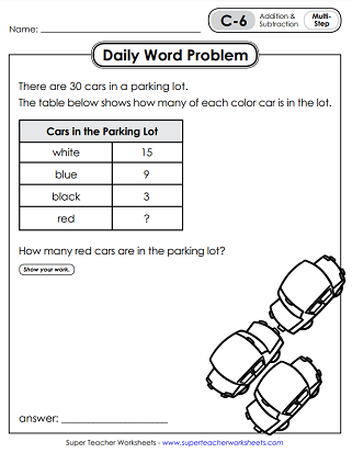 Daily Word Problem Worksheets - 3rd Grade