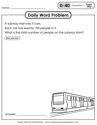 Daily Word Problem Worksheets - 4th Grade