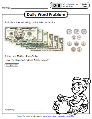 Daily Word Problem Worksheets - 4th Grade