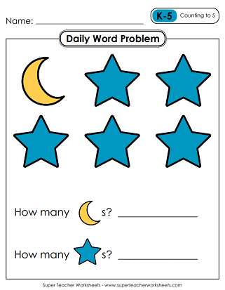 Daily Word Problems - Kindergarten Worksheets