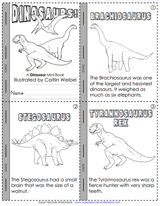 Dinosaur Worksheets - Mini-Book