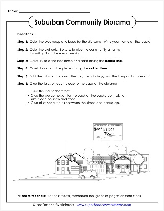 Suburban Landscape Diorama Worksheet