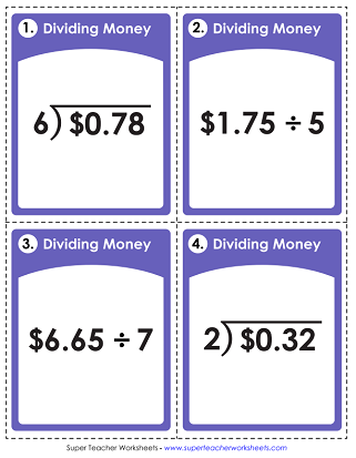 Money Division - Printable Task Cards