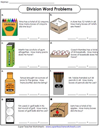 Write a story problem for division