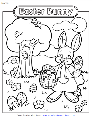Easter Coloring Worksheet - Bunny
