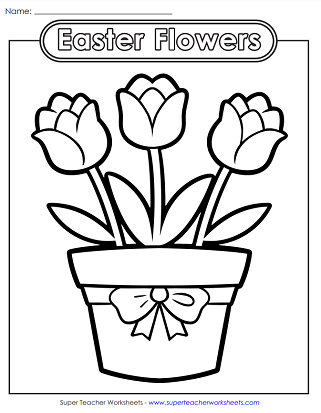 Easter Coloring Worksheets - Flowers