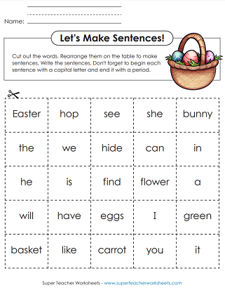 Easter Worksheets - Make Sentences