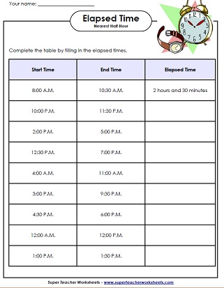 Elapsed Time Worksheets : Math Time Worksheets