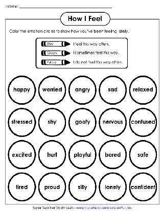 How I feel Emotions Coloring Worksheet