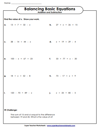 Equation Worksheets