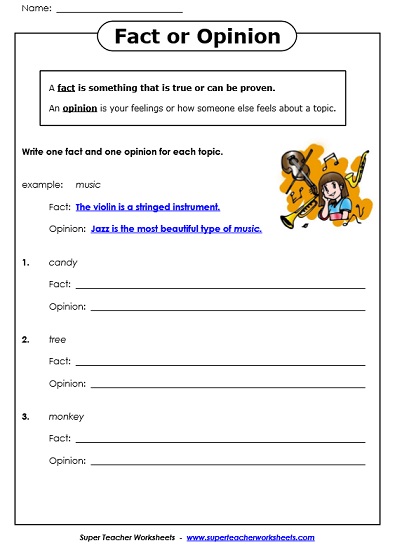 Fact and Opinion Worksheets