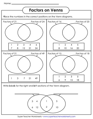 Greatest Common Factor Chart Printable