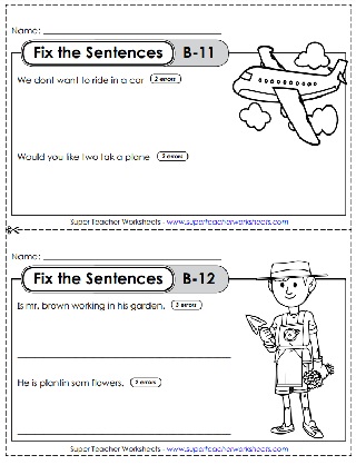 Fix the Sentences Worksheet - 2nd