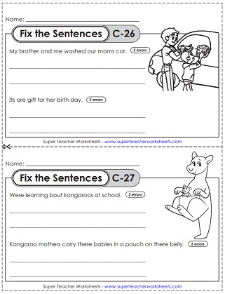 3rd Grade Fix the Sentences Worksheet