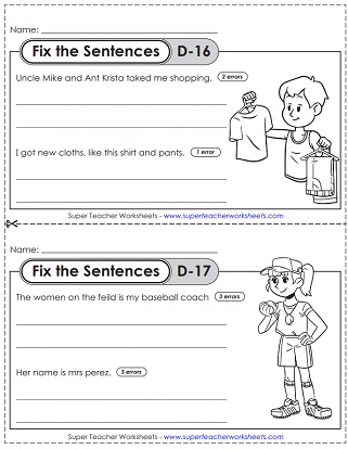 Fix the Sentences 4th Grade