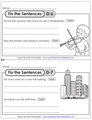 Proofreading Sentences 4th Grade