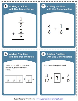 Adding Fractions - Same Denominators