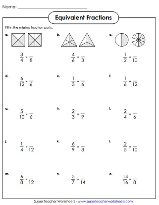 Equivalent Fractions & Simplifying Fractions (Worksheets)