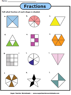 basic fraction worksheets manipulatives