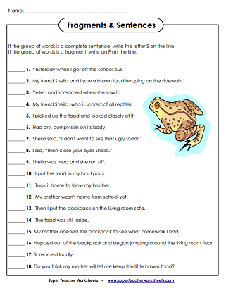 Sentences, Fragments, and Run-On Sentences