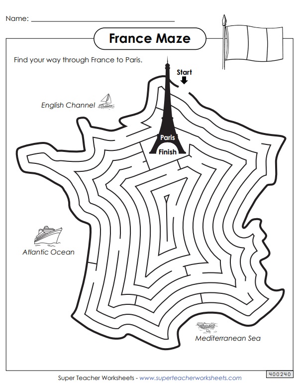 France Printable Maze