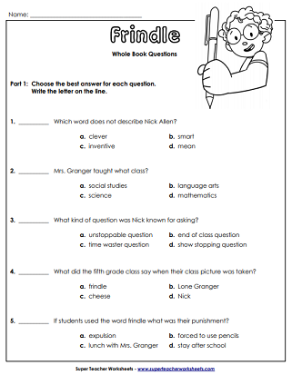 Frindle Book Worksheets