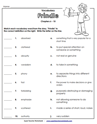 Chapter Book Printable Worksheets