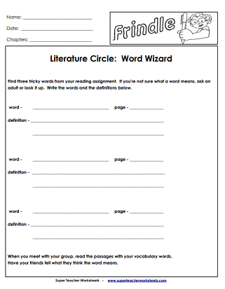 Literacy Unit Book Worksheets