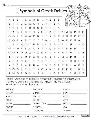 Printable Word Search Greek Mythology