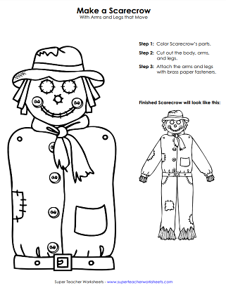 Halloween Crafts - Cut Out Scarecrow