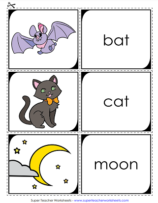 Halloween Worksheets - Card Match Game