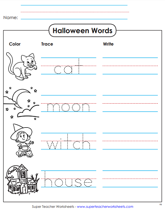 Halloween Worksheets - Trace and Write